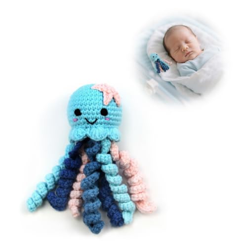 Handmade Crochet Octopus for NICU Babies &amp; Preemies, Scent Bonding Keepsake for Baby, NICU Separation Gift, Soft Comfort Gift for Newborn (Blue)