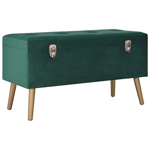 Banc de rangement entrée velours vert pour ranger le couloir