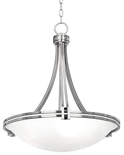 Possini Euro Design Deco Brushed Nickel Silver Hanging Swag Chandelier Lighting Modern Marbleized Glass 4-Light Fixture For Dining Room Living House Home Foyer Kitchen Island Entryway Bedroom #TOP5