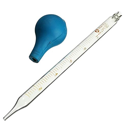 Pipeta de transferencia de vidrio, Pipeta de transferencia vidrio cuentagotas 10ml línea escala cabeza goma multicolor 24,8x3,5 cm