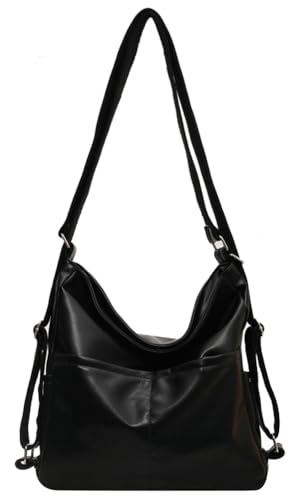 Women PU Leather Crossbody Bag Versatile Large Hobo Handbag Commuting Tote Purse Solid Backpack