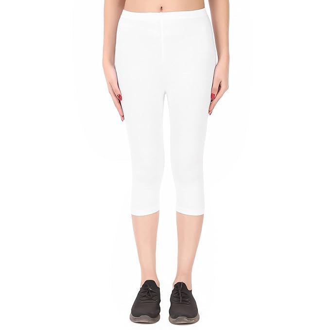 Women’s Cotton Capri Leggings|3/4 Length Slim Fit Mid Waist Stretchable Capri Pants for Women |Capri for Gym, Yoga, Running, Lounge, Home & Travel | Regular Fit Bottom Wear-image-20