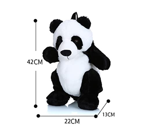 Casual Animal Backpack Panda Backpack Cartoon Plush Small Backpack (White/Black-1)3