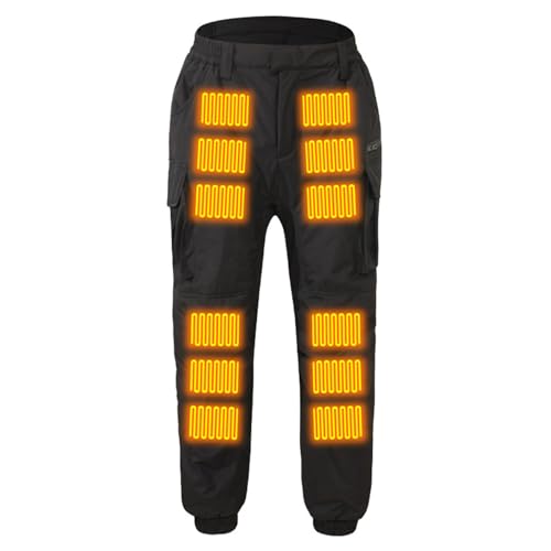 CAZSTYK Pantalon cargo résistant à l'eau et coupe-vent avec systèmes de chauffage réglables à 18 zones - Pantalon chauffant avec chargement USB pour homme et femme, Noir , L
