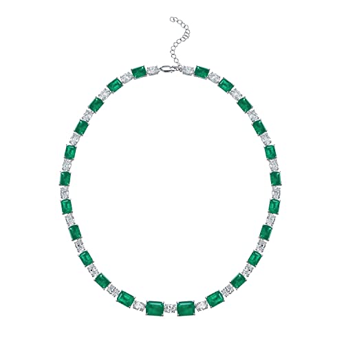 Collier émeraude argent 925 raffiné en pierres de haute qualité 6x8mm