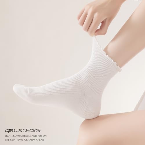Women's Ruffle Ankle Socks, Soft Cotton Crew Socks2