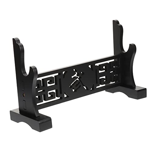 UPKOCH Decorative Wooden Sword Display Stand Tabletop Holder for Wands Stylish Retro Cutout Design Stable Durable Tabletop Storage for Home