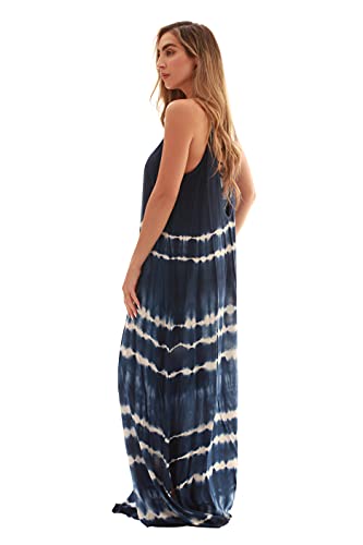 Image of Riviera Sun Women's Tie Dye Maxi Dress, Spaghetti Strap Open-Back Sundress and Beach Cover Up