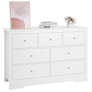 VEVOR 7 Drawer Dresser, Wooden Chest of Drawers with Sliding with Anti-tip Device, Modern Minimalist Dresser Chest, Closet Storage Organizer for Living Room, Hallway, Bedroom, Entryway, Light Wood