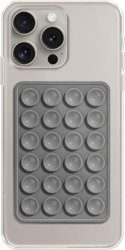 Image of CERLINK Suction Phone Case Sticker Grip Silicone Holder Mount for Hands-Free Mobile Accessory Holder Grip, Video Phone Accessory Compatible Mirror, Shower (Dark Grey)