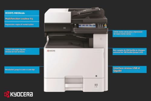 Imprimante multifonction couleur Kyocera Ecosys M8130cidn. 1200 dpi, 30/15 pages/minutes, A4/A3, compacte