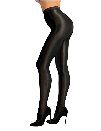 TiaoBug Damen Strumpfhose 70 Den Glossy Glänzende Hose Pants Leggings Tights Modisch Matt mit Glanz Fein Strumpfhosen Schwarz One Size