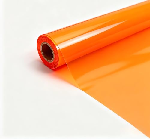 Image of 12 inch X 48 inch Tint Vinyl Film Sticker Sheet Roll for Car Headlight, Tail Lights, Fog Lights with Squeegee + Cutter (Neon Orange)