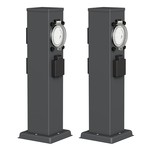 ledscom.de 2 Stück Garten Steckdosensäule Polly für außen, IP44,...