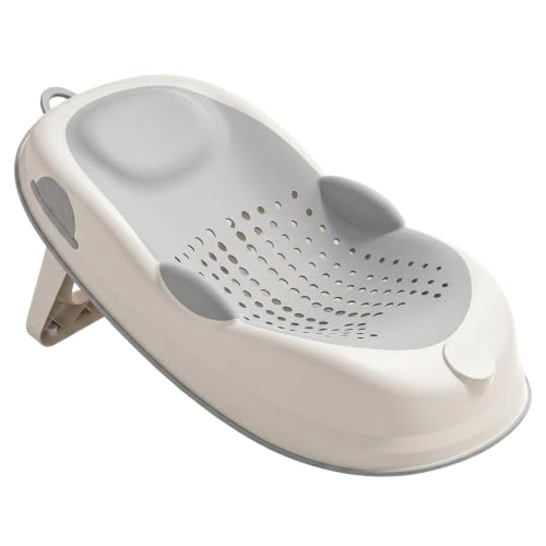 Support de bain pour bébé gris pliable avec assise ergonomique souple