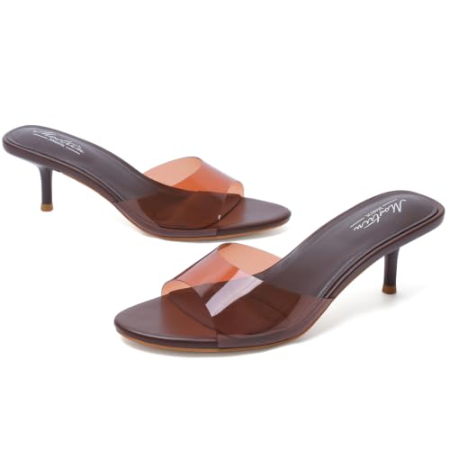 Image of Mostrin Kitten Heels for Women Pointed Toe Vintage Mules Heels Sexy Slip on Stiletto Backless Sandals for Party Wedding Daily