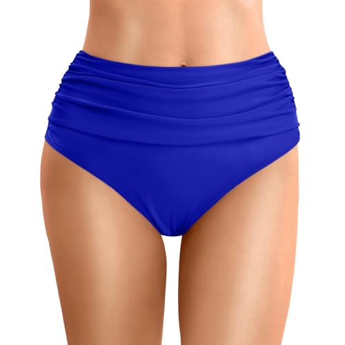 Damen Bikinihose Retro Ruched Bauchweg...