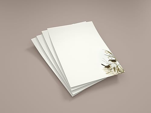 Image of alterEgo Letter Writing Paper and Envelopes (A5 Size, Pack of 24) - Stationery Ideal for Poems, Lyrics, Invitation, Expressing Gratitude etc - with Envelopes made of premium Kraft paper (Avian Duo)