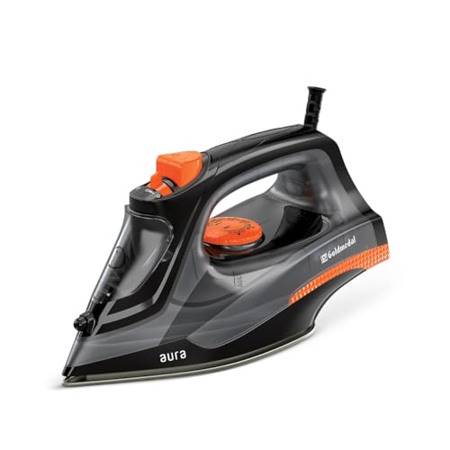 Image of Goldmedal Aura 1400W Steam Iron| Non-stick Premium Single Coated Soleplate| 5 Fabric Setting|1.8 Meter Cord|360 Swivel Cord| Indicator Lamp for Heating| 2.5 Years Warranty| Light Weight (Black)