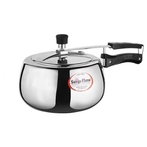 Image of Surya Flame Aluminium 3 Litre Pressue cooker Queen inner lid, Gas and Induction Compatible ISI certified (Silver)3 Year Doorstep Warranty
