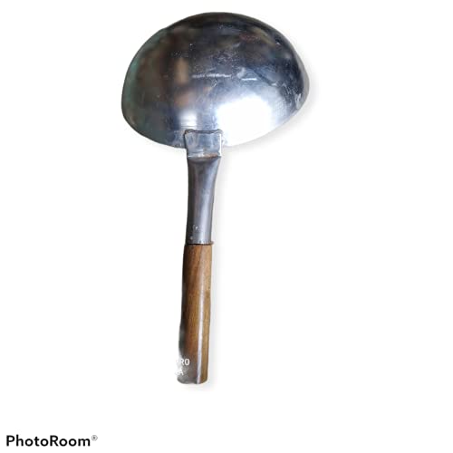 Image of A S Chinese Iron Handle KADAI Woke 12inch Diameter Wooden Handle
