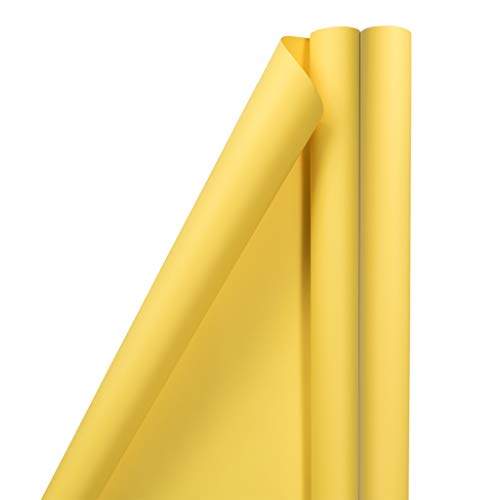 JAM Paper Gift Wrap - Matte Wrapping Paper - 50 Sq Ft Total (30 in x 10 Ft Each) - Matte Yellow - 2 Rolls/Pack