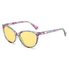 Blue Floral Frame/Yellow Night-vision Glasses
