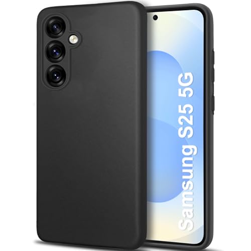 Image of TheGiftKart Sleek Back Cover Case for Samsung Galaxy S25 5G | Slim Fit Protective Design | Ultra Matte Finish | Camera Protection Bump | Soft Silicon Back Cover Case for Samsung S25 (Silicone, Black)