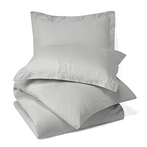 Image of 100% Cotton 1PC Duvet /Quilt Cover Hidden Zipper Closure 600TC Ultra Soft Durable for Single Size Bed(Silver)