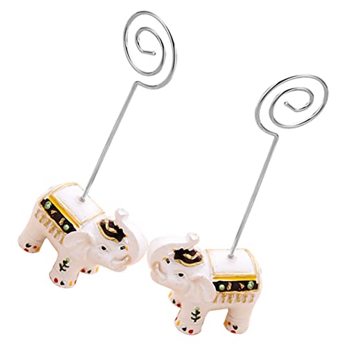ULDIGI 2pcs Elephant Card Holder Compact Card Clip Party Message Clips Party Picture Holder Memo Display Clips Convenient Card Clip Animal Seat Card Stainless Steel European and American