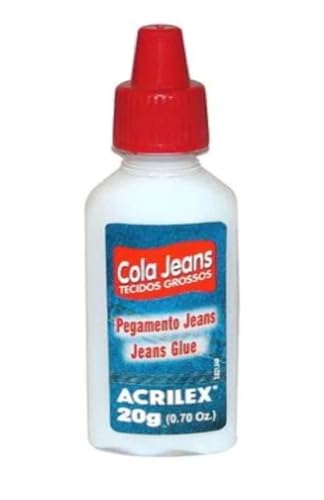 Cola Jeans Tecidos Grossos Alta Fixação 20g Atóxica Ideal para Reparos Customizações Jeans Não Tóxica, Resistente à Agua