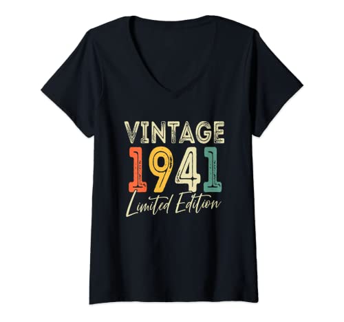 Mujer Regalos de 81 Años de Edad 81 Cumpleaños Vintage 1941 Edición Limitada Camiseta Cuello V