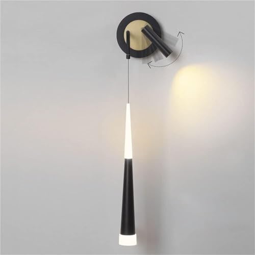 Lámpara de Pared Moderna Negra con Foco Giratorio LED de 3000 K, luz de Lectura para Dormitorio, iluminación de Pared Interior, Aplique artístico