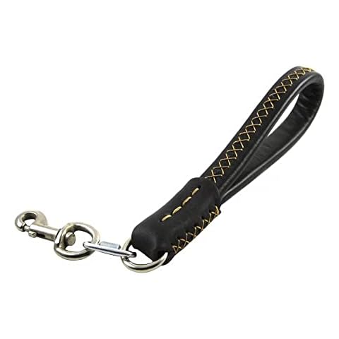 Short Leather Dog Leash with Carabiner Clip Cover
