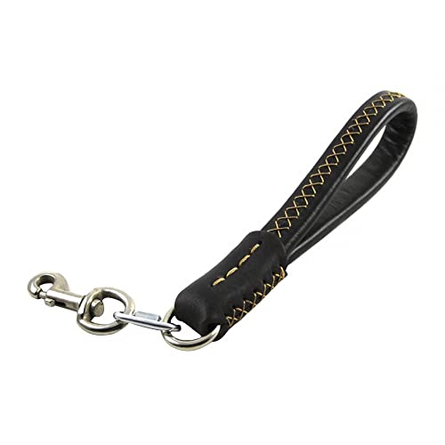 Laisse Courte en Cuir pour Chien,35cm Laisse Poignée Courte Chien Marcher avec Poignée Rembourrée et 360 ° Mousqueton Rotatif pour Chiens de Moyenne et Grande Taille(Largeur 2cm) Cover
