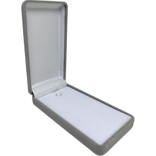 1 caixinha Estojo Linha Veludo Colar retangular para brinco longo ou gargantilha 12x6 (Cinza)
