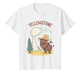Yellowstone Bison Cartoon Adventure Kids Souvenir T-Shirt