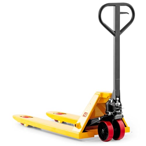 Pallit Hubwagen 2500kg Tragkraft Palettenwagen 1150mm Gabellänge Color Gelb Robuster Gabelhubwagen mit PU Polyurethan Rollen Handhubwagen aus Stahl, langlebig Palettenhubwagen