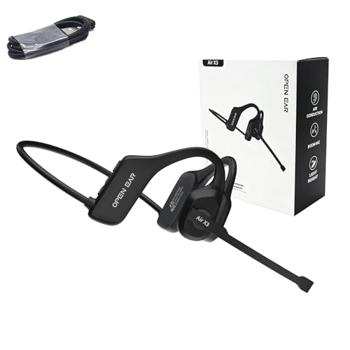 ossez Open Ear Air X3 Bone Conduction Headset with Mic Dual Connect Wireless Headphones Noise Cancelling Wireless Headset with Mute Button Designed for Truck Driver Meeting Home Office
