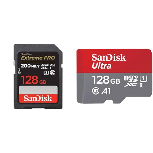y2_Zbgy TfBXN Ki zzSDJ[h 128GB SDXC Class10 UHS-I V30 ǎő200MB/s Extreme PRO SDSDXXD-128G-GHJIN + microSD J[h 128GB UHS-I U1 