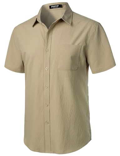 Image of JEMITOP Mens Stretch Wrinkle Free Texture Shirts