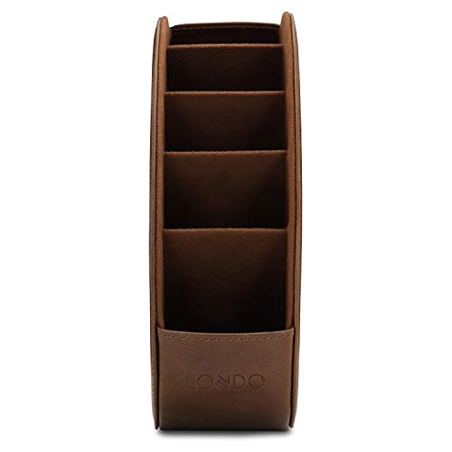 Range télécommandes 5 compartiments Londo en cuir marron pour TV - 6