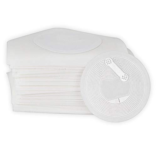 LIBO Etiqueta RFID NFC NTAG213 Tags Compliant IC con 144 Bytes Memoria de usuario 13.56MHz ISO 14443A Labels Dia.25mm (Paquete de 100) (Ntag213 144Bytes)