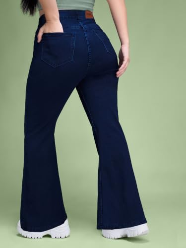 Image of Miss Chase A+ Women's Wide Leg High Rise Regular Length Stretchable Denim Jeans