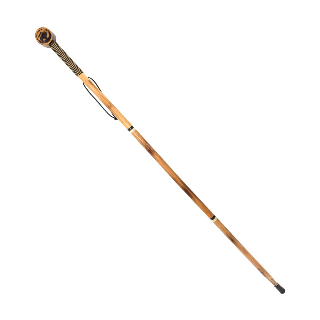 SE 3 Piece 55" Detachable Pine Wood Walking/Hiking Stick with Metal Tip, Reinforced Rubber Tip, and Water-Resistant Travel Pouch - Portable and