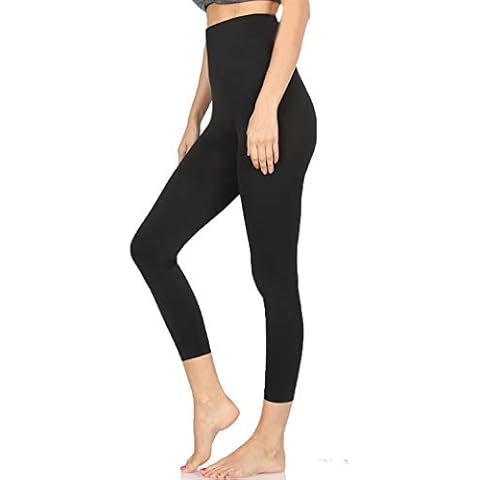 O2 Collection Women Tummy Control High Waist Fitness Workout Running Bike Shorts Yoga Short or Cropped Leggings (20" Black, Large/X-Large) Cover