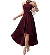 DRESSTELLS Womens Dresses 2024 Halter Cocktail Sleeveless High Low Prom Dress Wedding Guest Eveni...