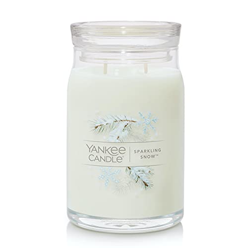 Yankee Candle Sparkling Snow Scented, Signature 20oz Large Jar 2-Wick Candle, Over 60 Hours of Burn Time, Christmas | Holiday Candle