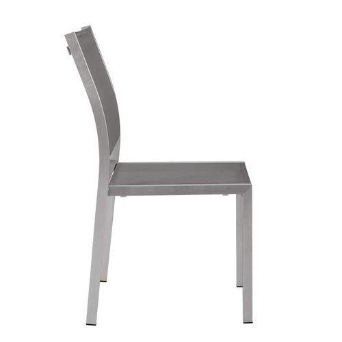Modway Shore Outdoor Patio Aluminum Set Of 2 Side Chair In Silver Gray #TOP2