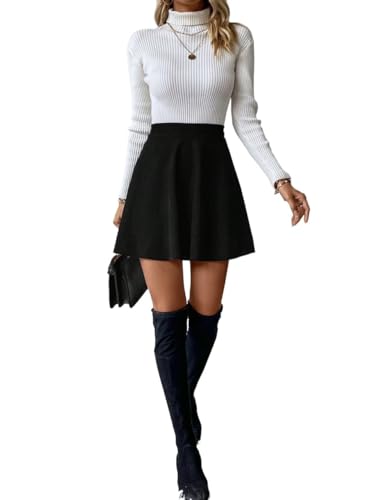 Solid High Waist Skirt Basic Women's Summer Casual Vinage Skirt3